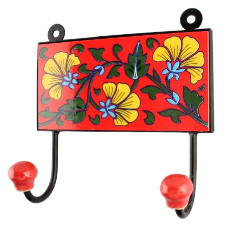 Yellow Flower Ceramic Tile Hook